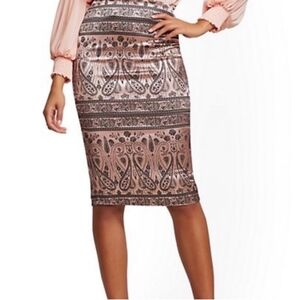 New York & Co stretch jacquard pale pink skirt NWOT
